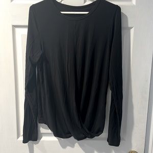 Lululemon black long sleeve tee with a crisscross front
